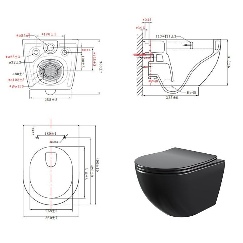 MISKA WC WISZĄCA TORNADO NERO-MTB-03 CZARNA DESKA WOLNOOPADAJĄCA DUROPLAST NERO-MTB-03