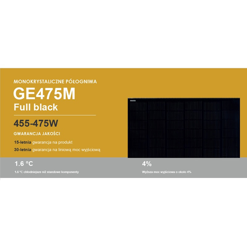 PANEL FOTOWOLTAICZNY SOLARNY MONOKRYSTALICZNY GE475M FULL BLACK 475 WAT SOL000001