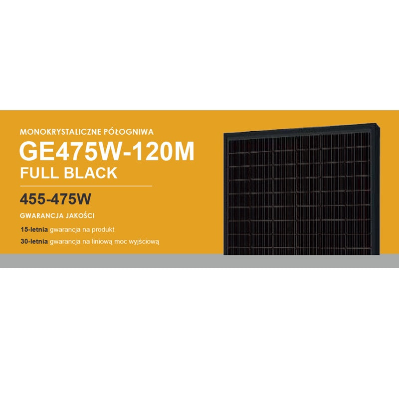 PANEL FOTOWOLTAICZNY SOLARNY MONOKRYSTALICZNY GE475W-120M FULL BLACK SOL000008