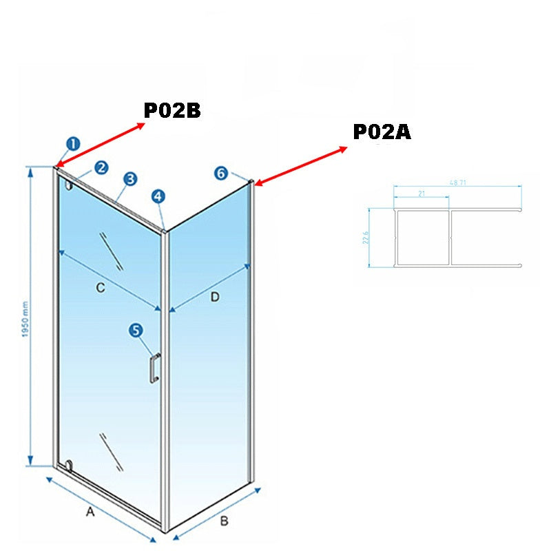 PROFIL POSZERZAJĄCY P02A-GL ZŁOTY DO KABIN PRYSZNICOWYCH KZ04.KZ05.KZ06.KZ07.KZ09 P02A-GL