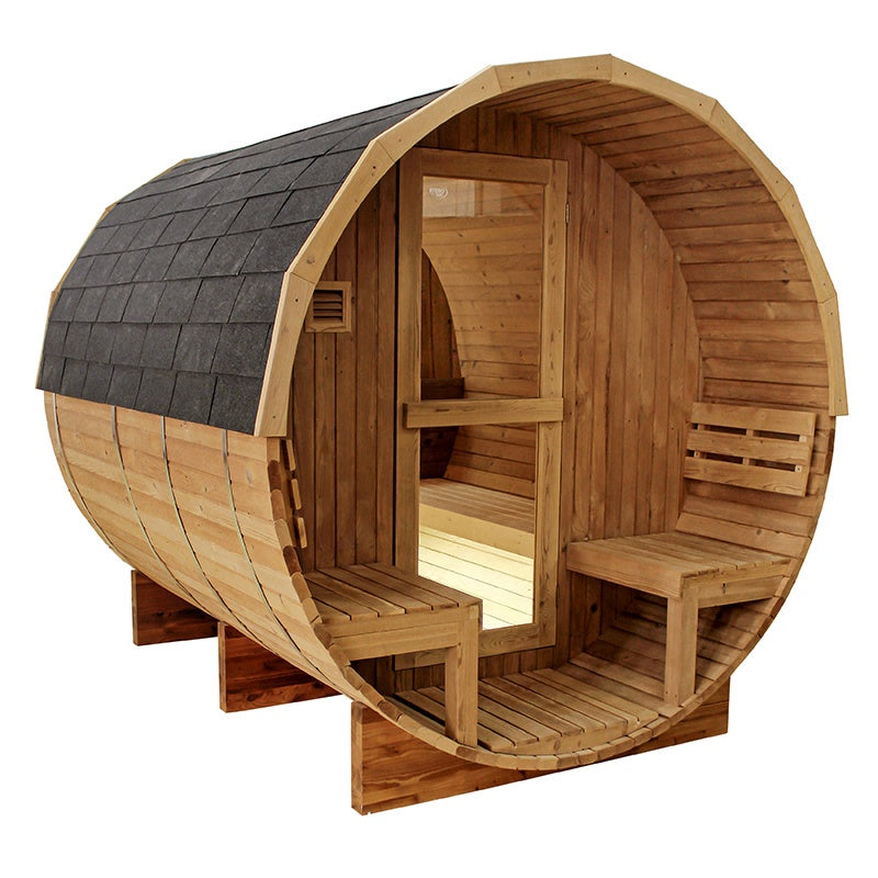 SAUNA OGRODOWA FIŃSKA BECZKA Z PIECEM ASKER 4-6 OSOBOWA 210x240 CM ASKER