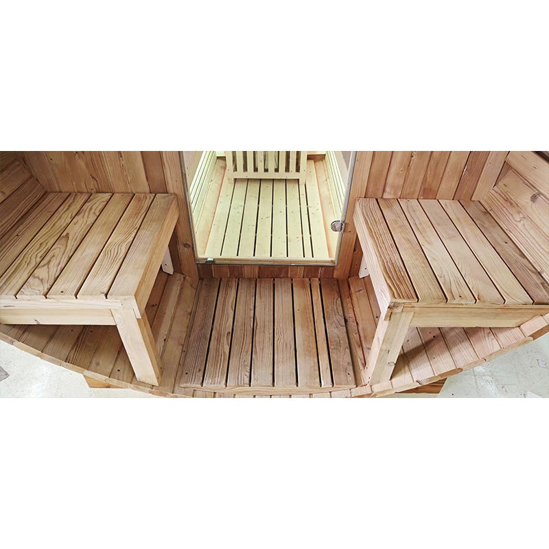 SAUNA OGRODOWA FIŃSKA BECZKA Z PIECEM TROMSO 4-6 OSOBOWA 210x210 CM TROMSO