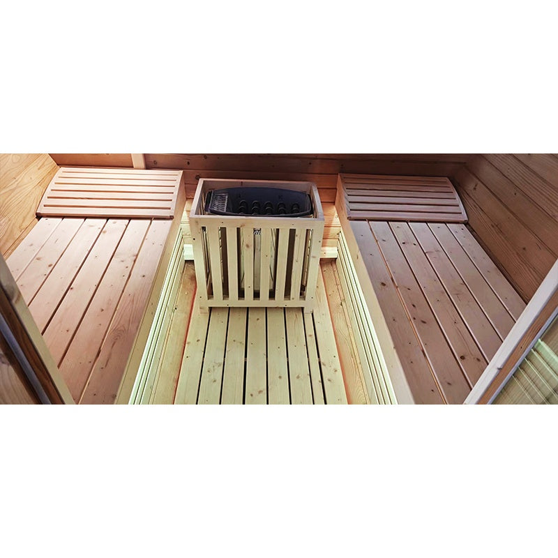 SAUNA OGRODOWA FIŃSKA BECZKA Z PIECEM TROMSO 4-6 OSOBOWA 210x210 CM TROMSO