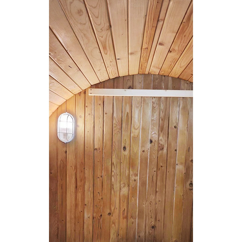 SAUNA OGRODOWA FIŃSKA BECZKA Z PIECEM TROMSO 4-6 OSOBOWA 210x210 CM TROMSO