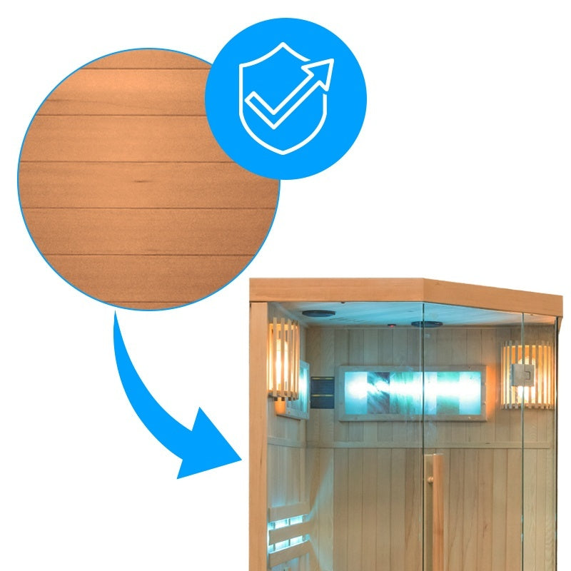 SAUNA FIŃSKA WYSOKOTEMPERATUROWA Z PIECEM KEMI2/HARVIA 1-2 OSOBOWA 120x120 KEMI2