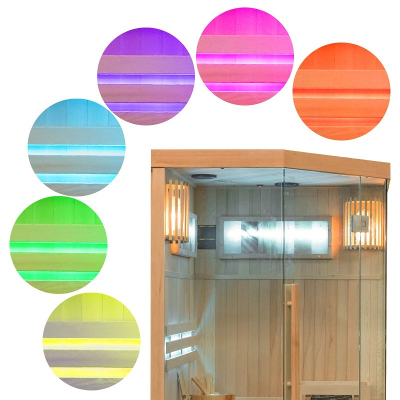 SAUNA FIŃSKA WYSOKOTEMPERATUROWA Z PIECEM KEMI2/HARVIA 1-2 OSOBOWA 120x120 KEMI2