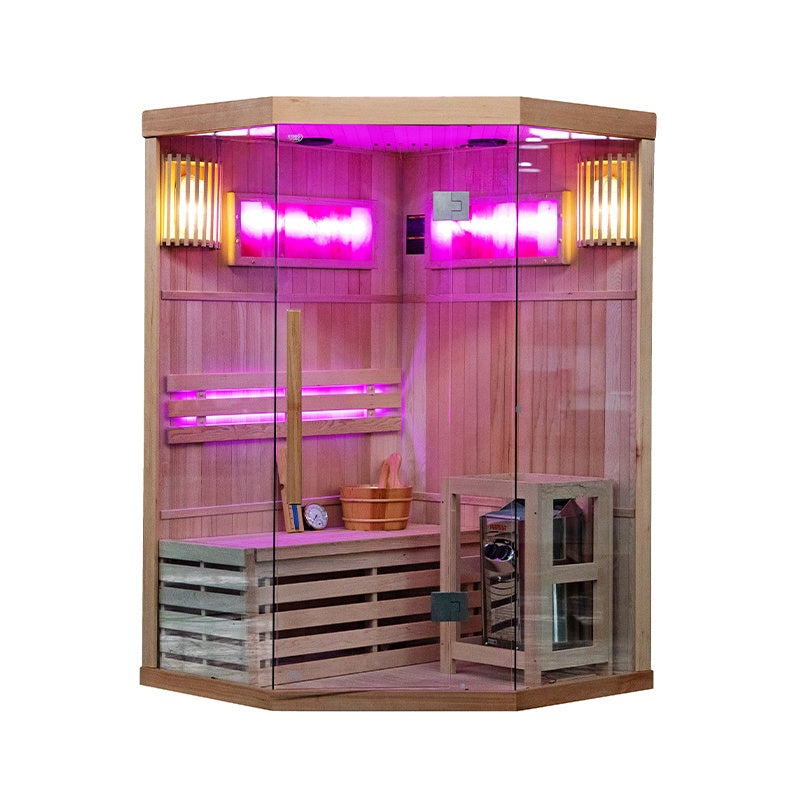 SAUNA FIŃSKA WYSOKOTEMPERATUROWA Z PIECEM KEMI2/HARVIA 1-2 OSOBOWA 120x120 KEMI2
