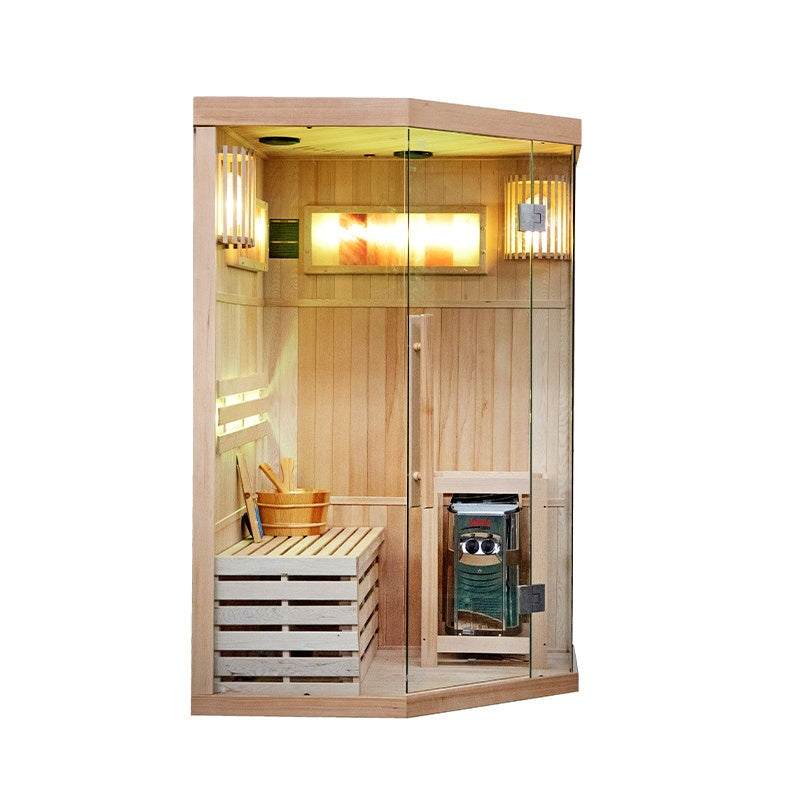 SAUNA FIŃSKA WYSOKOTEMPERATUROWA Z PIECEM KEMI2/HARVIA 1-2 OSOBOWA 120x120 KEMI2