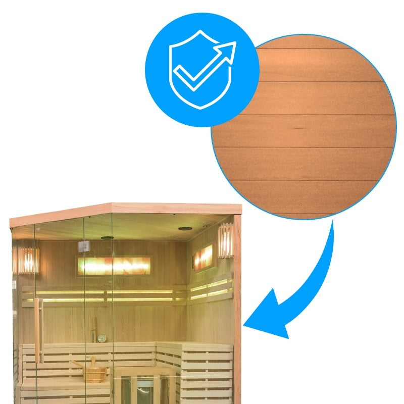 SAUNA FIŃSKA WYSOKOTEMPERATUROWA Z PIECEM KEMI7/HARVIA 5-6 OSOBOWA 180x180 KEMI7