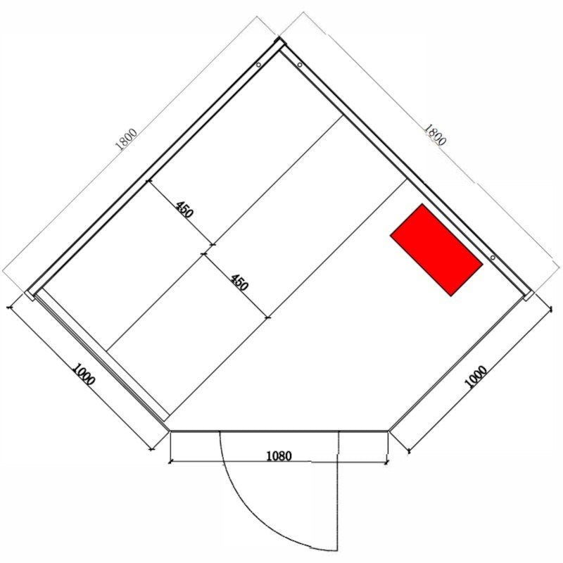 SAUNA FIŃSKA WYSOKOTEMPERATUROWA Z PIECEM KEMI7/HARVIA 5-6 OSOBOWA 180x180 KEMI7