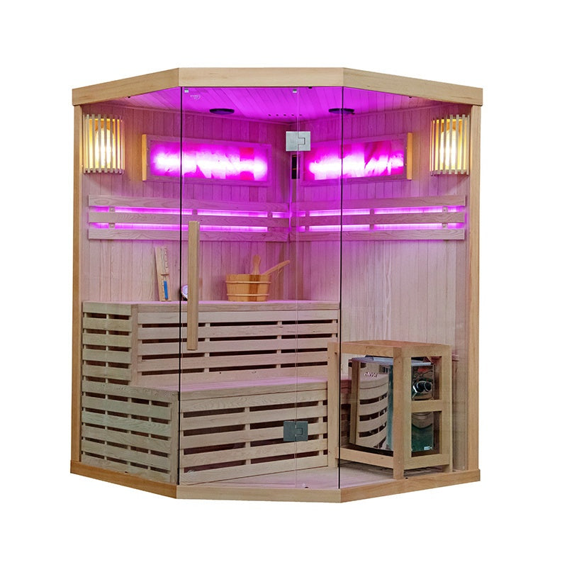 SAUNA FIŃSKA WYSOKOTEMPERATUROWA Z PIECEM KEMI7/HARVIA 5-6 OSOBOWA 180x180 KEMI7