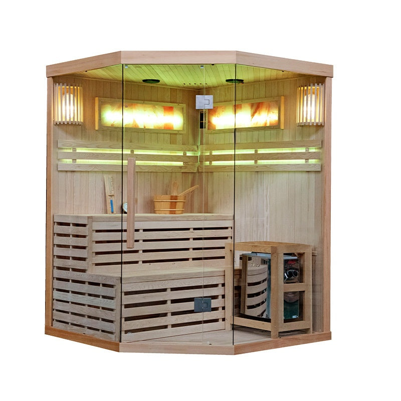 SAUNA FIŃSKA WYSOKOTEMPERATUROWA Z PIECEM KEMI7/HARVIA 5-6 OSOBOWA 180x180 KEMI7