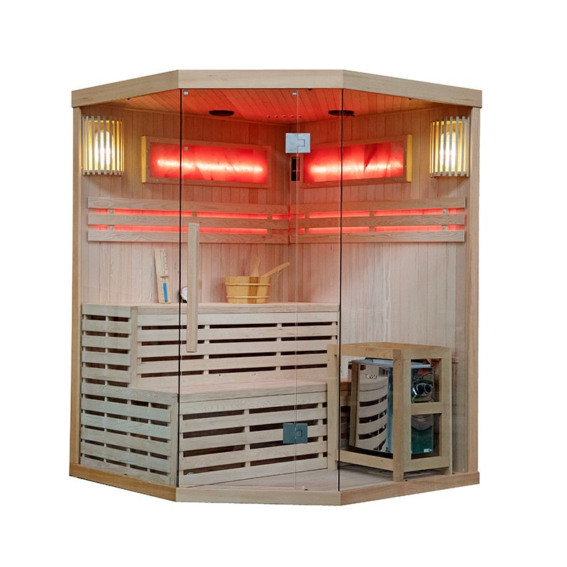 SAUNA FIŃSKA WYSOKOTEMPERATUROWA Z PIECEM KEMI7/HARVIA 5-6 OSOBOWA 180x180 KEMI7