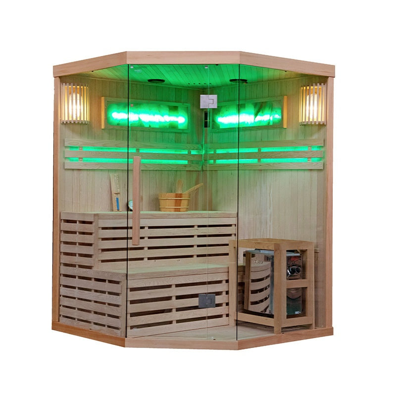SAUNA FIŃSKA WYSOKOTEMPERATUROWA Z PIECEM KEMI7/HARVIA 5-6 OSOBOWA 180x180 KEMI7