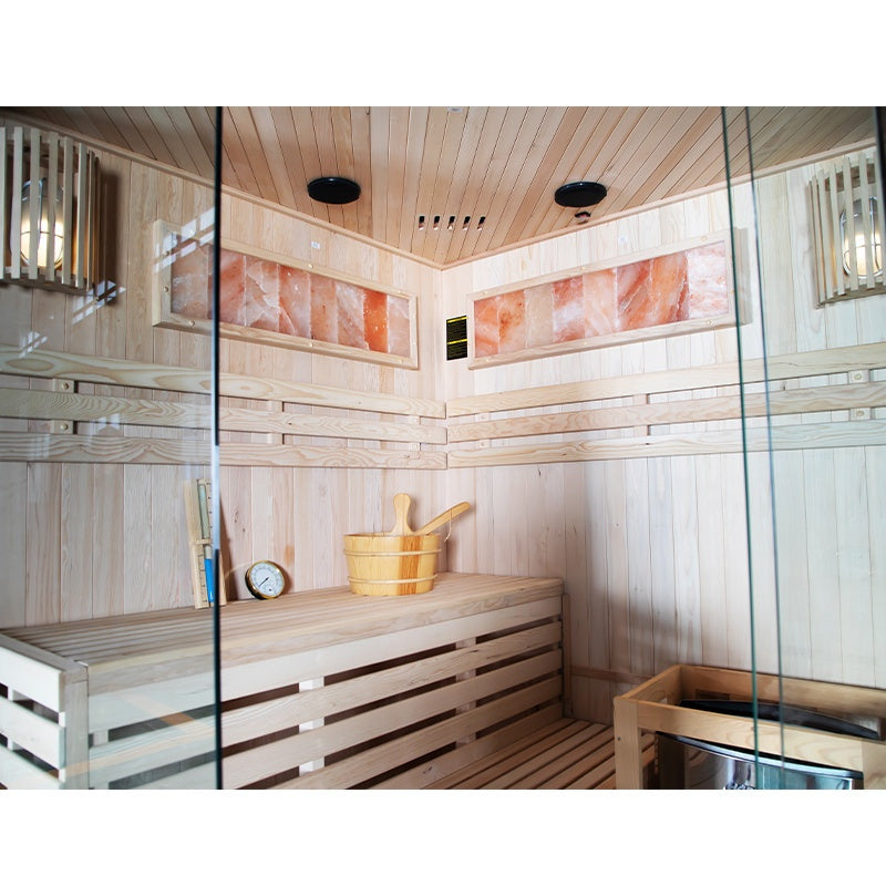 SAUNA FIŃSKA WYSOKOTEMPERATUROWA Z PIECEM KEMI7/HARVIA 5-6 OSOBOWA 180x180 KEMI7