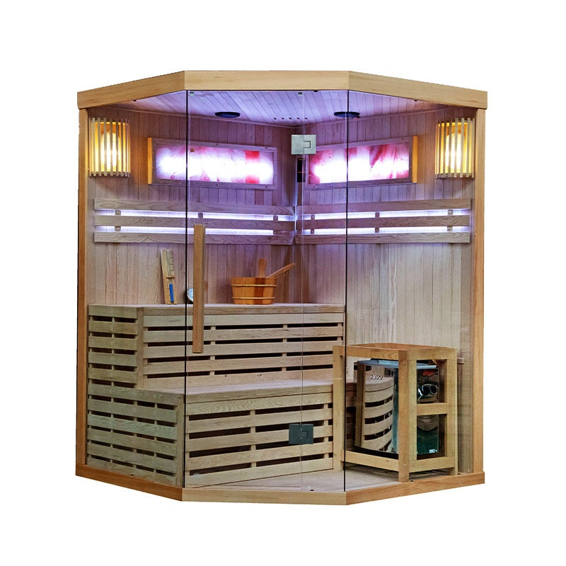 SAUNA FIŃSKA WYSOKOTEMPERATUROWA Z PIECEM KEMI7/HARVIA 5-6 OSOBOWA 180x180 KEMI7