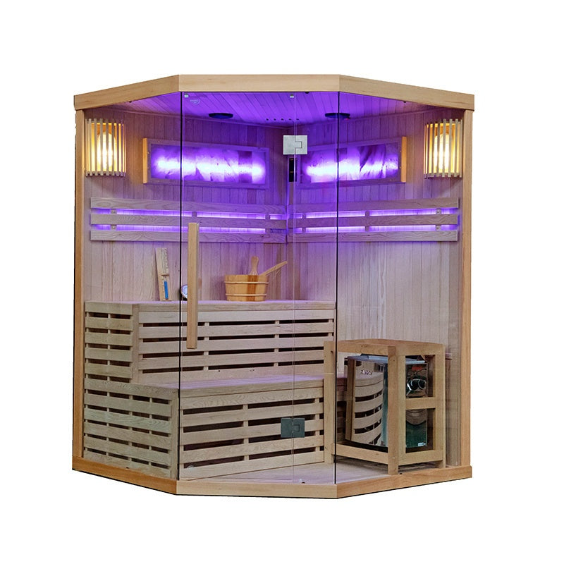 SAUNA FIŃSKA WYSOKOTEMPERATUROWA Z PIECEM KEMI7/HARVIA 5-6 OSOBOWA 180x180 KEMI7
