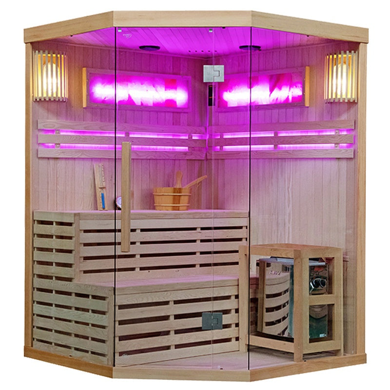 SAUNA FIŃSKA WYSOKOTEMPERATUROWA Z PIECEM KEMI7/HARVIA 5-6 OSOBOWA 180x180 KEMI7