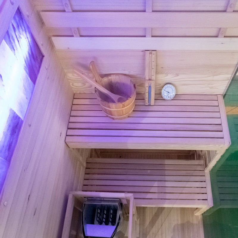 SAUNA FIŃSKA WYSOKOTEMPERATUROWA Z PIECEM LARK1/HARVIA 3,5KW 1-2 OSOBOWA 120x120 CM LARK1