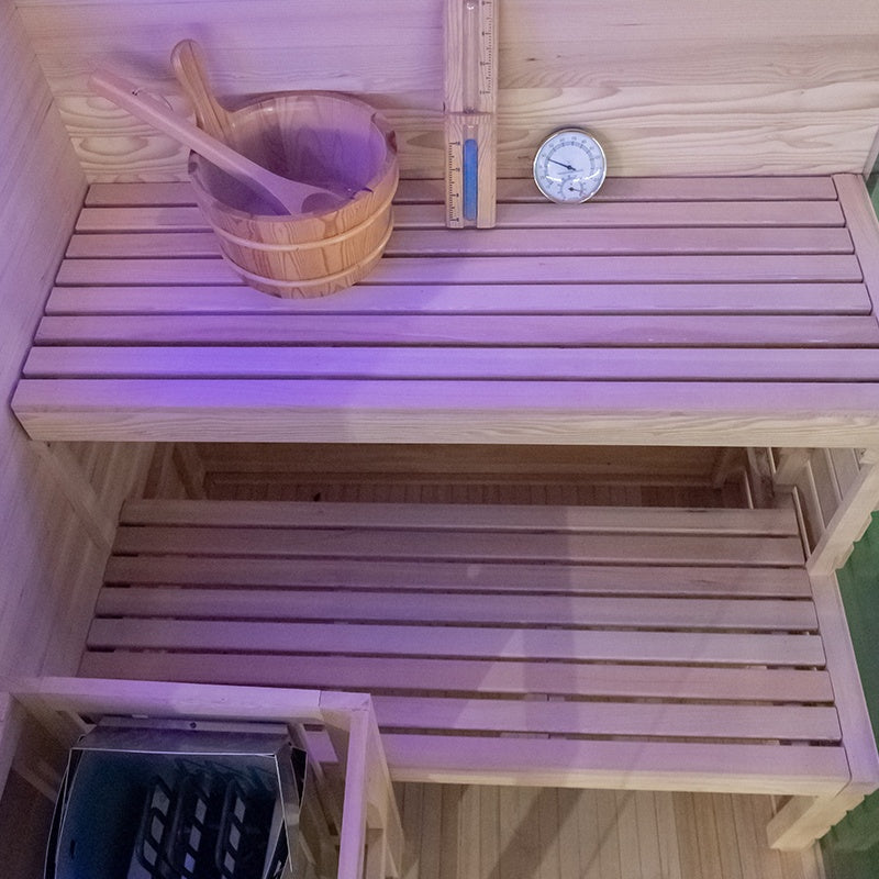 SAUNA FIŃSKA WYSOKOTEMPERATUROWA Z PIECEM LARK1/HARVIA 3,5KW 1-2 OSOBOWA 120x120 CM LARK1