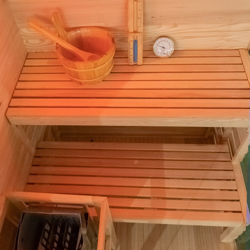 SAUNA FIŃSKA WYSOKOTEMPERATUROWA Z PIECEM LARK1/HARVIA 3,5KW 1-2 OSOBOWA 120x120 CM LARK1