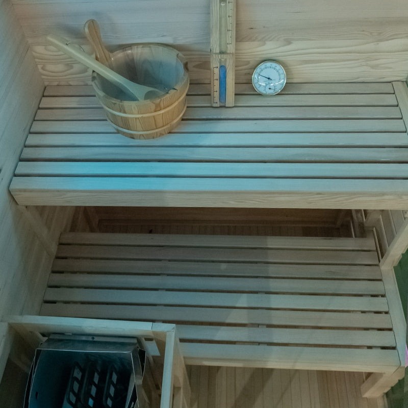 SAUNA FIŃSKA WYSOKOTEMPERATUROWA Z PIECEM LARK1/HARVIA 3,5KW 1-2 OSOBOWA 120x120 CM LARK1