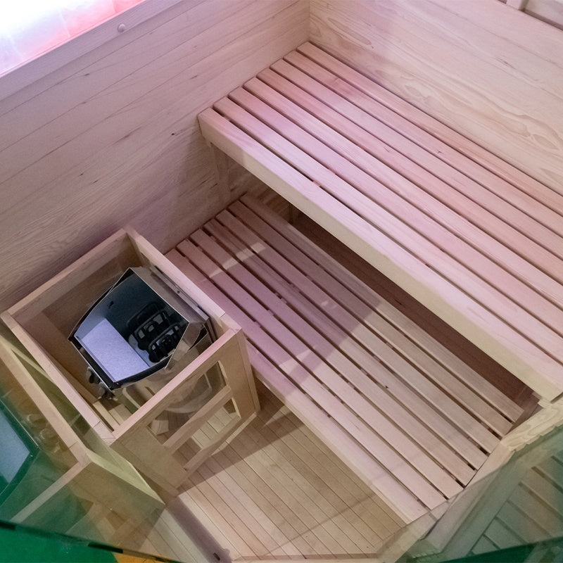 SAUNA FIŃSKA WYSOKOTEMPERATUROWA Z PIECEM LARK2/HARVIA 3,5KW 1-2 OSOBOWA 120x120 CM LARK2