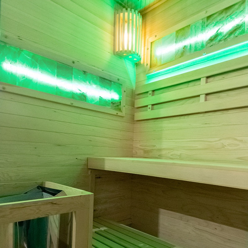 SAUNA FIŃSKA WYSOKOTEMPERATUROWA Z PIECEM LARK2/HARVIA 3,5KW 1-2 OSOBOWA 120x120 CM LARK2