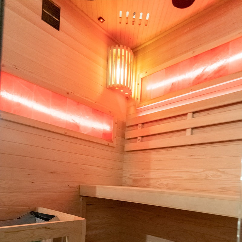 SAUNA FIŃSKA WYSOKOTEMPERATUROWA Z PIECEM LARK2/HARVIA 3,5KW 1-2 OSOBOWA 120x120 CM LARK2