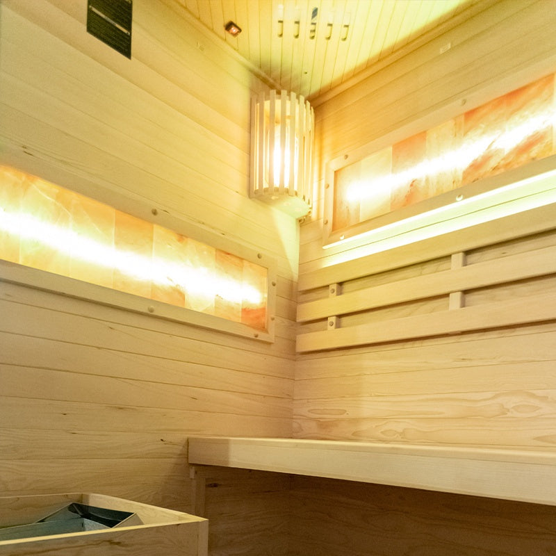 SAUNA FIŃSKA WYSOKOTEMPERATUROWA Z PIECEM LARK2/HARVIA 3,5KW 1-2 OSOBOWA 120x120 CM LARK2