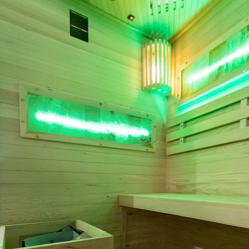 SAUNA FIŃSKA WYSOKOTEMPERATUROWA Z PIECEM LARK2/HARVIA 3,5KW 1-2 OSOBOWA 120x120 CM LARK2