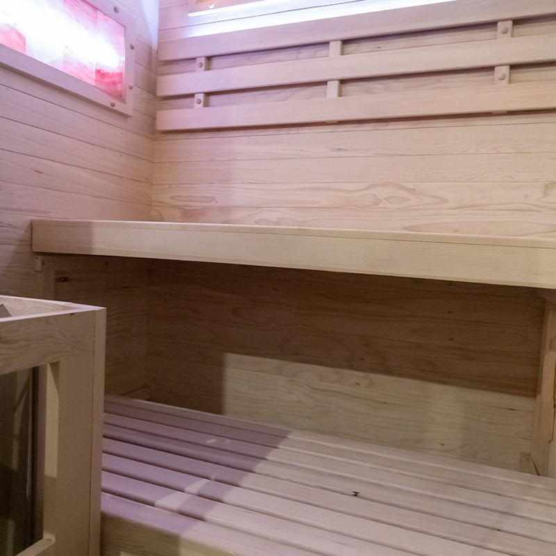 SAUNA FIŃSKA WYSOKOTEMPERATUROWA Z PIECEM LARK2/HARVIA 3,5KW 1-2 OSOBOWA 120x120 CM LARK2