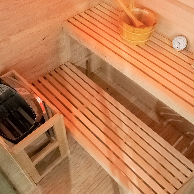 SAUNA FIŃSKA WYSOKOTEMPERATUROWA Z PIECEM LARK4/HARVIA 6KW 4-5 OSOBOWA 150x150 CM LARK4