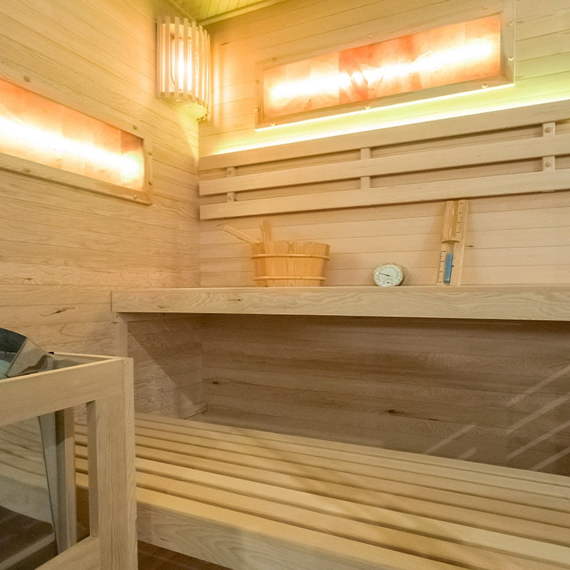 SAUNA FIŃSKA WYSOKOTEMPERATUROWA Z PIECEM LARK4/HARVIA 6KW 4-5 OSOBOWA 150x150 CM LARK4