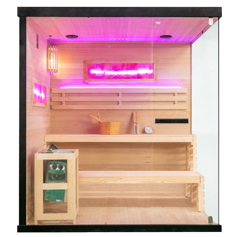 SAUNA FIŃSKA WYSOKOTEMPERATUROWA Z PIECEM LARK5/HARVIA 6KW 4-5 OSOBOWA 180x160 CM LARK5