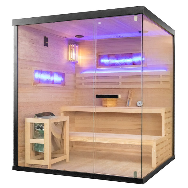 SAUNA FIŃSKA WYSOKOTEMPERATUROWA Z PIECEM LARK5/HARVIA 6KW 4-5 OSOBOWA 180x160 CM LARK5