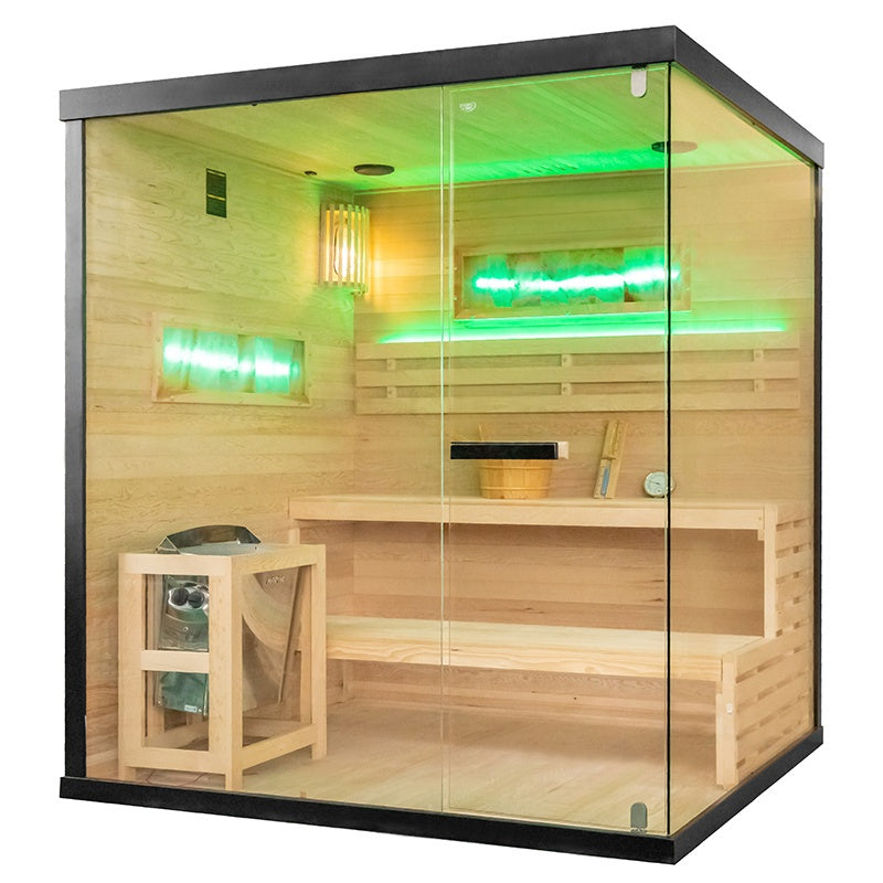 SAUNA FIŃSKA WYSOKOTEMPERATUROWA Z PIECEM LARK5/HARVIA 6KW 4-5 OSOBOWA 180x160 CM LARK5