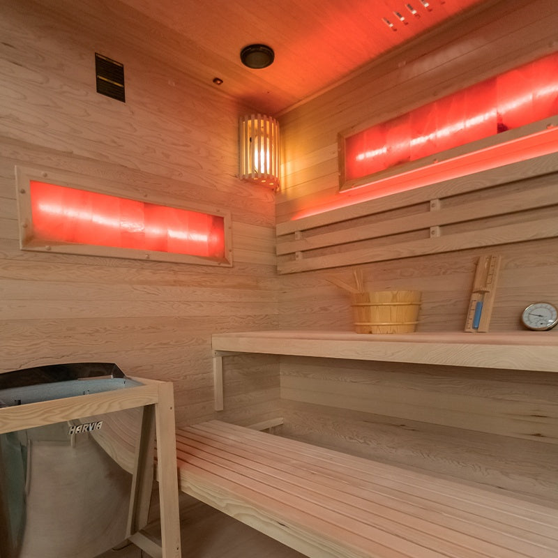SAUNA FIŃSKA WYSOKOTEMPERATUROWA Z PIECEM LARK5/HARVIA 6KW 4-5 OSOBOWA 180x160 CM LARK5