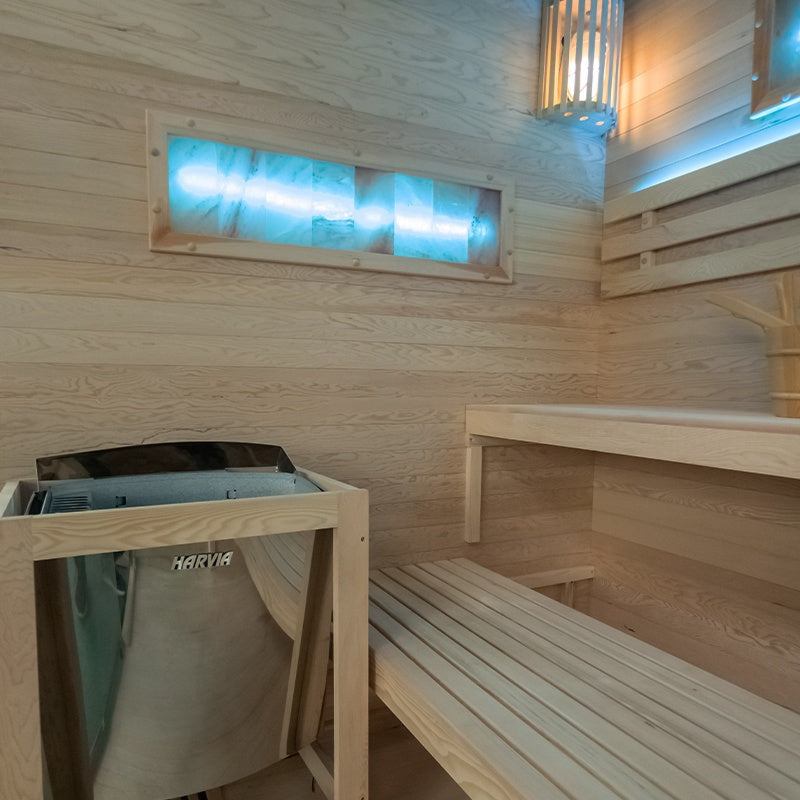 SAUNA FIŃSKA WYSOKOTEMPERATUROWA Z PIECEM LARK5/HARVIA 6KW 4-5 OSOBOWA 180x160 CM LARK5