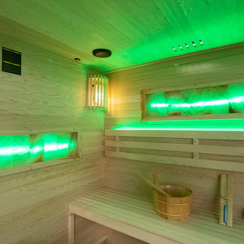 SAUNA FIŃSKA WYSOKOTEMPERATUROWA Z PIECEM LARK5/HARVIA 6KW 4-5 OSOBOWA 180x160 CM LARK5