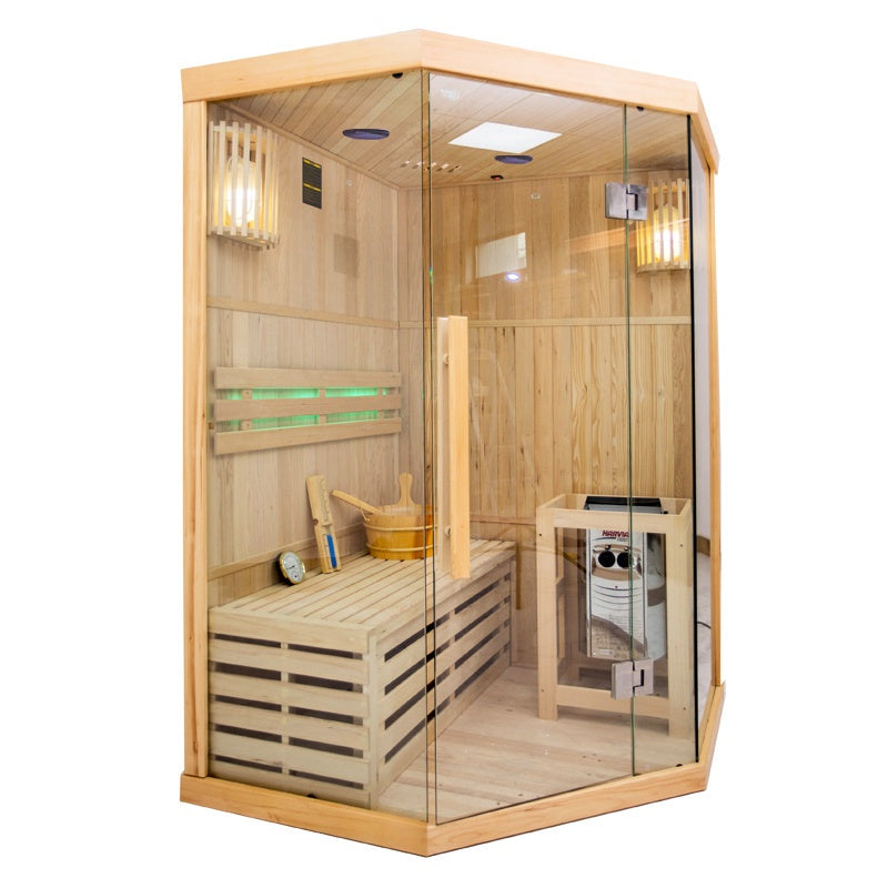 SAUNA FIŃSKA WYSOKOTEMPERATUROWA Z PIECEM OSLO2/HARVIA 1-2 OSOBOWA 120x120 OSLO2
