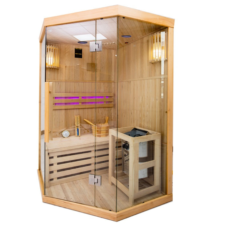SAUNA FIŃSKA WYSOKOTEMPERATUROWA Z PIECEM OSLO2/HARVIA 1-2 OSOBOWA 120x120 OSLO2