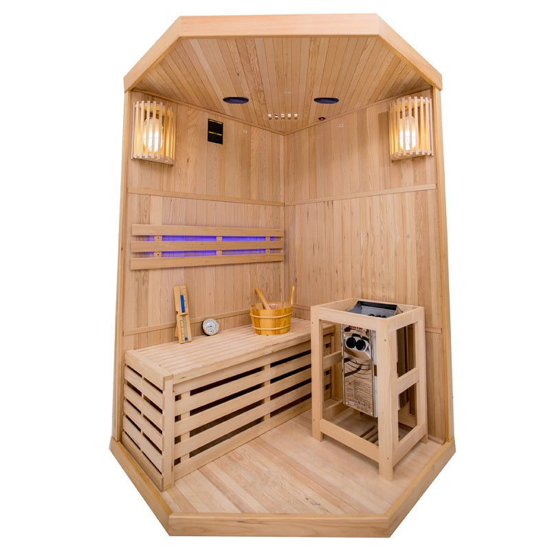 SAUNA FIŃSKA WYSOKOTEMPERATUROWA Z PIECEM OSLO2/HARVIA 1-2 OSOBOWA 120x120 OSLO2