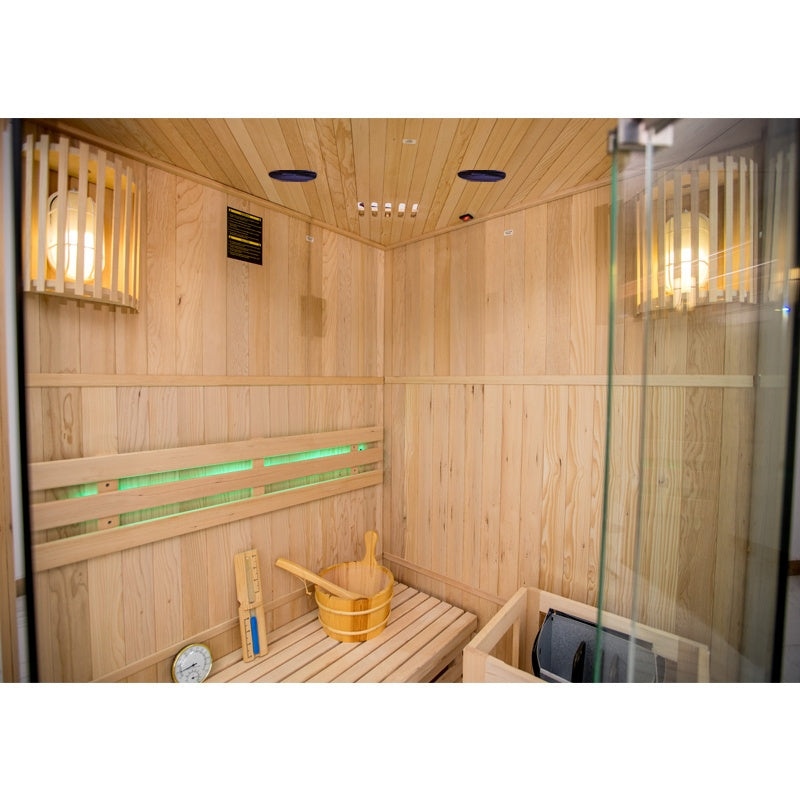 SAUNA FIŃSKA WYSOKOTEMPERATUROWA Z PIECEM OSLO2/HARVIA 1-2 OSOBOWA 120x120 OSLO2