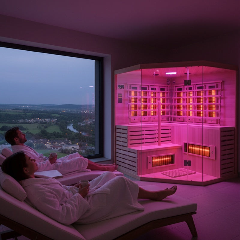 SAUNA SUCHA INFRARED NISKOTEMPERATUROWA ALTA7 5-6 OSOBOWA 180x180 CM ALTA7