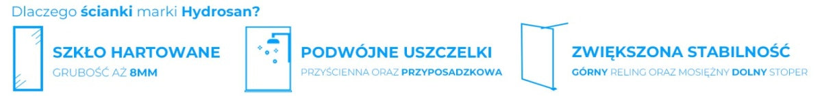 ŚCIANKA PRYSZNICOWA SH07G CZARNA 130 CM 8 MM SH07G-BL-130
