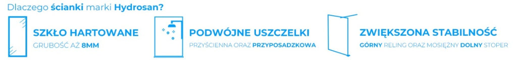 ŚCIANKA PRYSZNICOWA SH07G ZŁOTA 130 CM 8 MM SH07G-GL-130