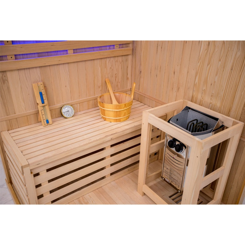 SAUNA FIŃSKA WYSOKOTEMPERATUROWA Z PIECEM OSLO2/HARVIA 1-2 OSOBOWA 120x120 OSLO2