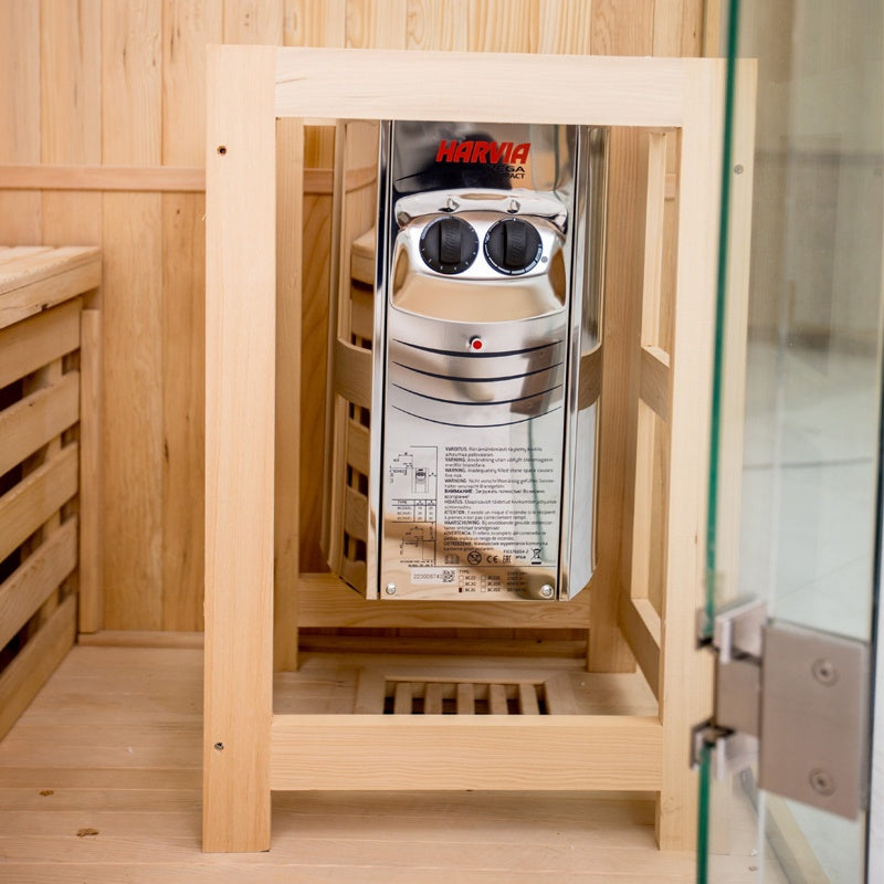 SAUNA FIŃSKA WYSOKOTEMPERATUROWA Z PIECEM OSLO2/HARVIA 1-2 OSOBOWA 120x120 OSLO2