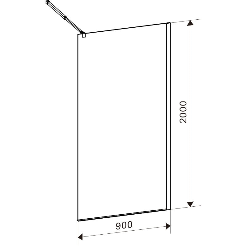 ŚCIANKA PRYSZNICOWA SH04C CZARNA 90 CM 8 MM SH04C-BL-90
